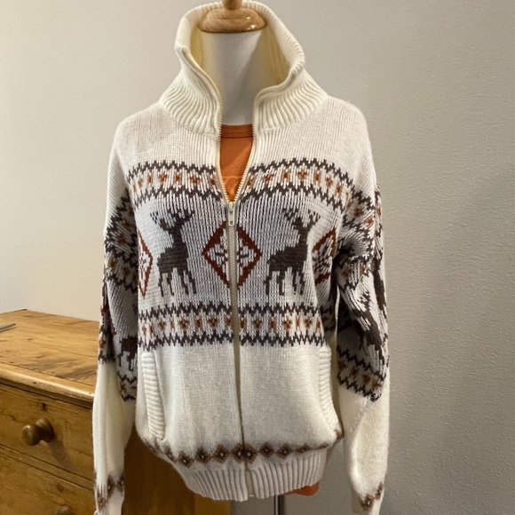 Vintage 70's Blair Knit Sweater Cardigan-Sz L - Picture 1 of 5